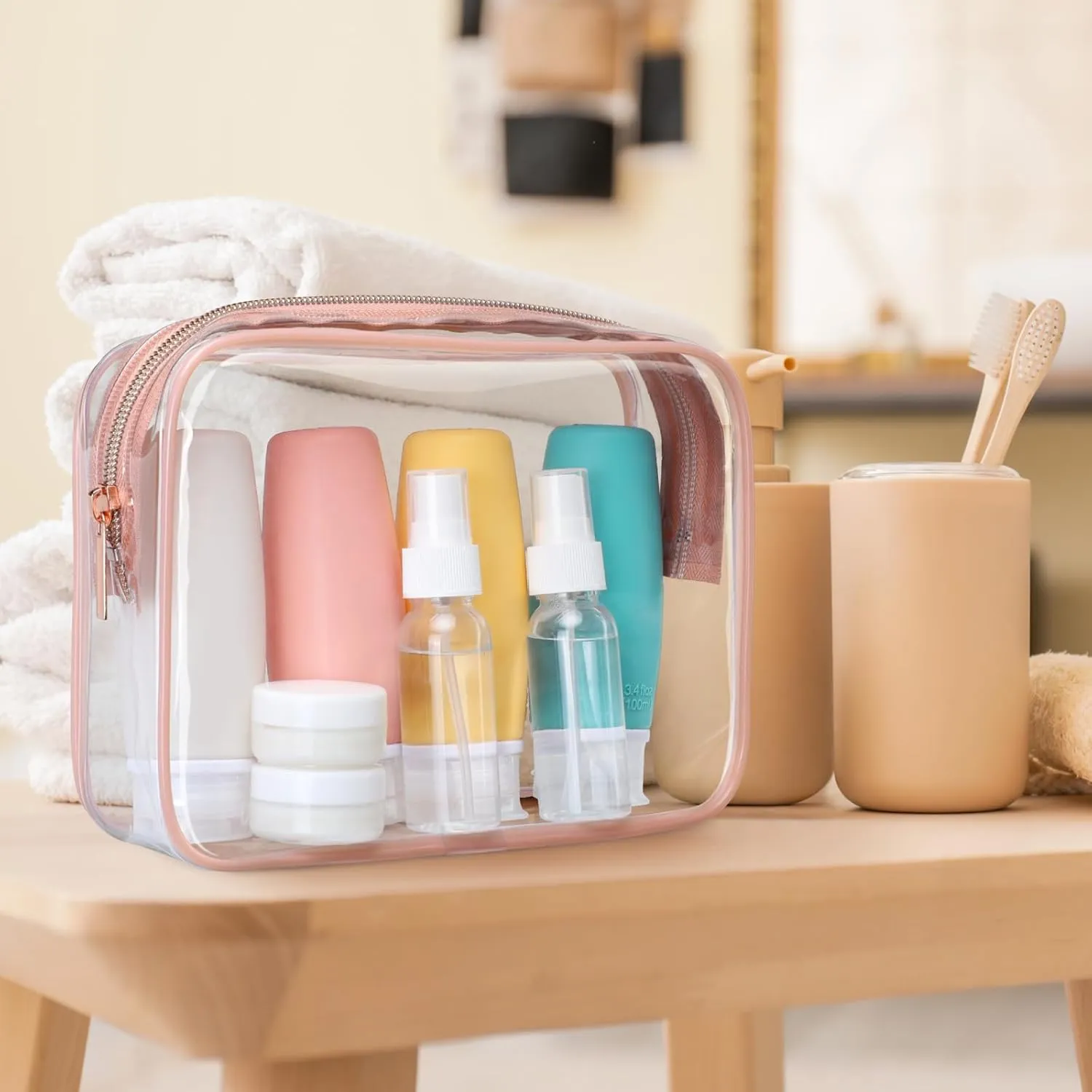 PACKISM Clear Makeup Bag - 2 Packs TSA Approved Toiletry Bag for Women Quart Size Travel Bag TSA Approved, Clear Toiletry Bags for Traveling