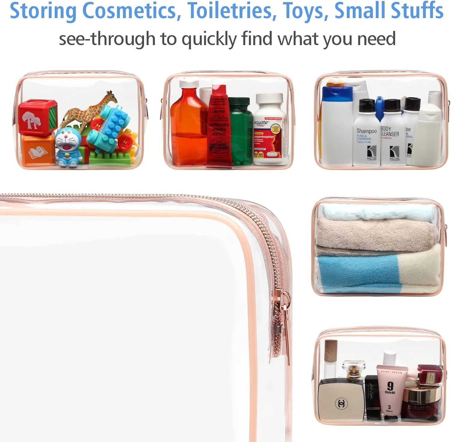 PACKISM Clear Makeup Bag - 2 Packs TSA Approved Toiletry Bag for Women Quart Size Travel Bag TSA Approved, Clear Toiletry Bags for Traveling