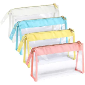 PACKISM Clear Makeup Bags, Perfect Size TSA Approved Toiletry Bag for Travel Size Bottles, Sturdy Clear Pouches with Zipper for Home Storage Organizing, Vacation, Travel Essentials (4 Pack)