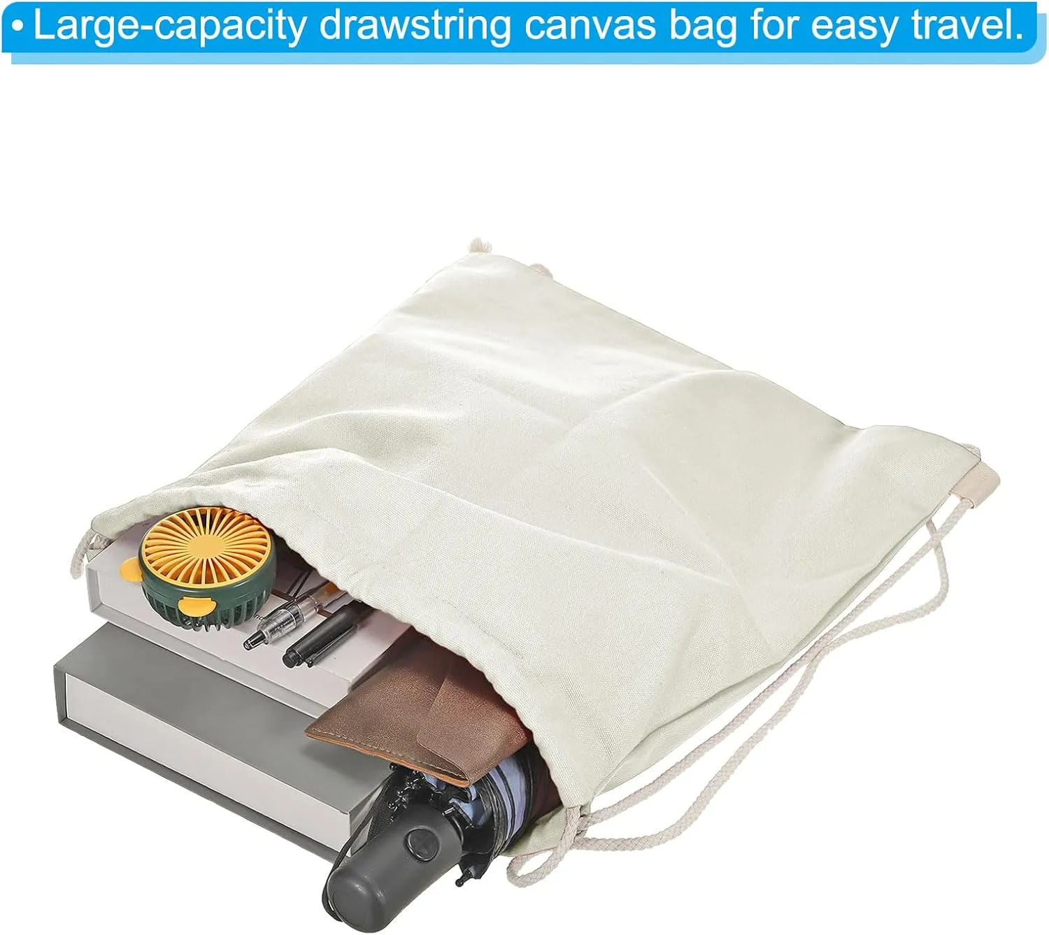 PATIKIL Cotton Drawstring Bags, Cotton Canvas Drawstring Backpack Foldable Sports Gym Bags for Women Men Gym Sports Trip, Beige