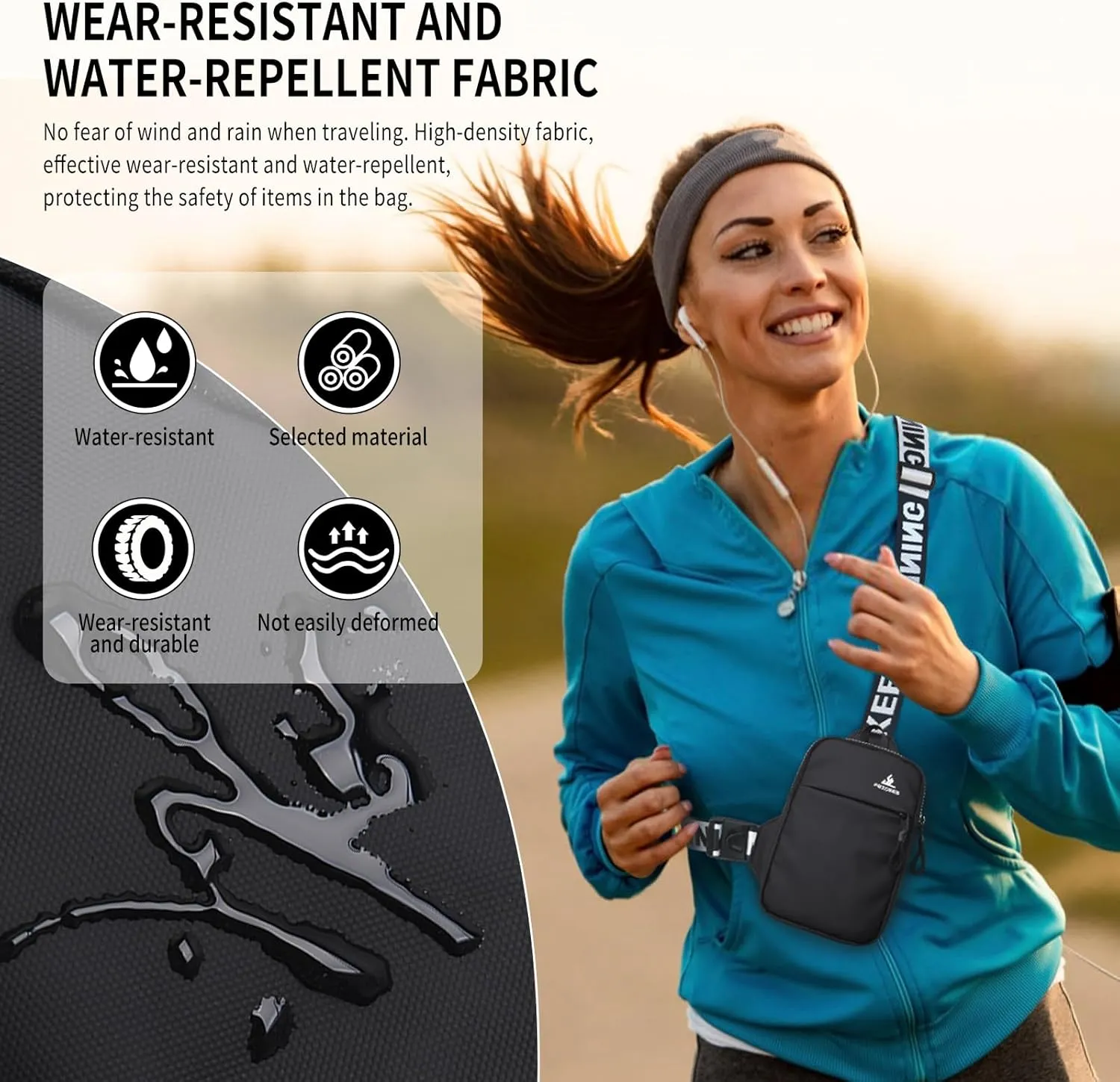 Peicees Mini Crossbody Sling Bag Chest Bag Dual Pocket Water Resistant Fanny Pack Running Phone Holder for Men Women Workout Travel, Orange