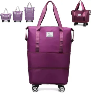 Pepepo Travel Bag With Wheels, 2025 New Large Capacity Travel Bag - Universal Wheel Removable, Large Capacity Wide-Open (PURPLE RED)