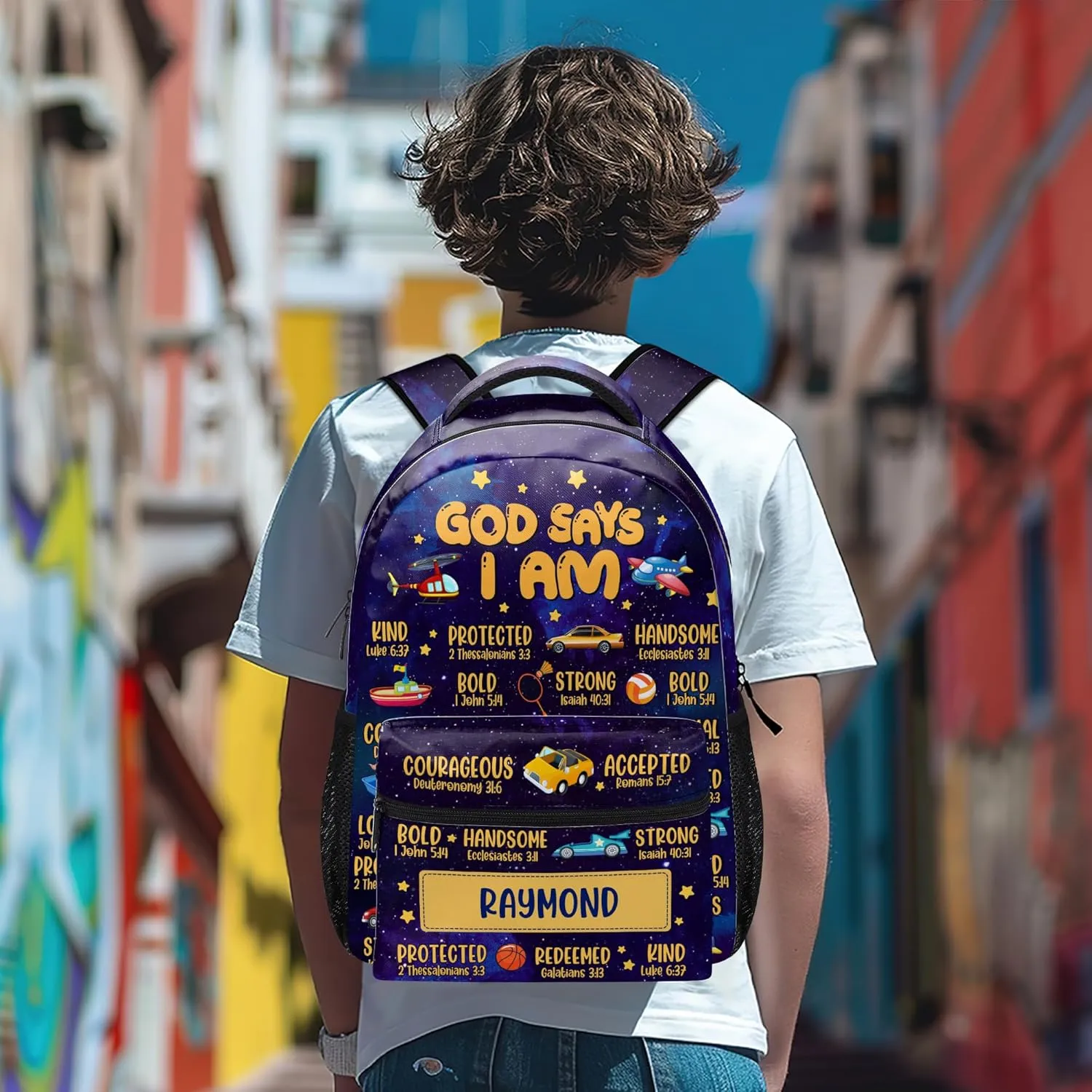 Personalized Backpack - Bible Armor Of God Backpack - Travel Backpack, Bookbag (God Says I Am)