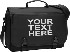 Personalized Messenger Laptop Briefcase - Add Your Embroidered Text, Monogram or Logo - Custom Shoulder Bag