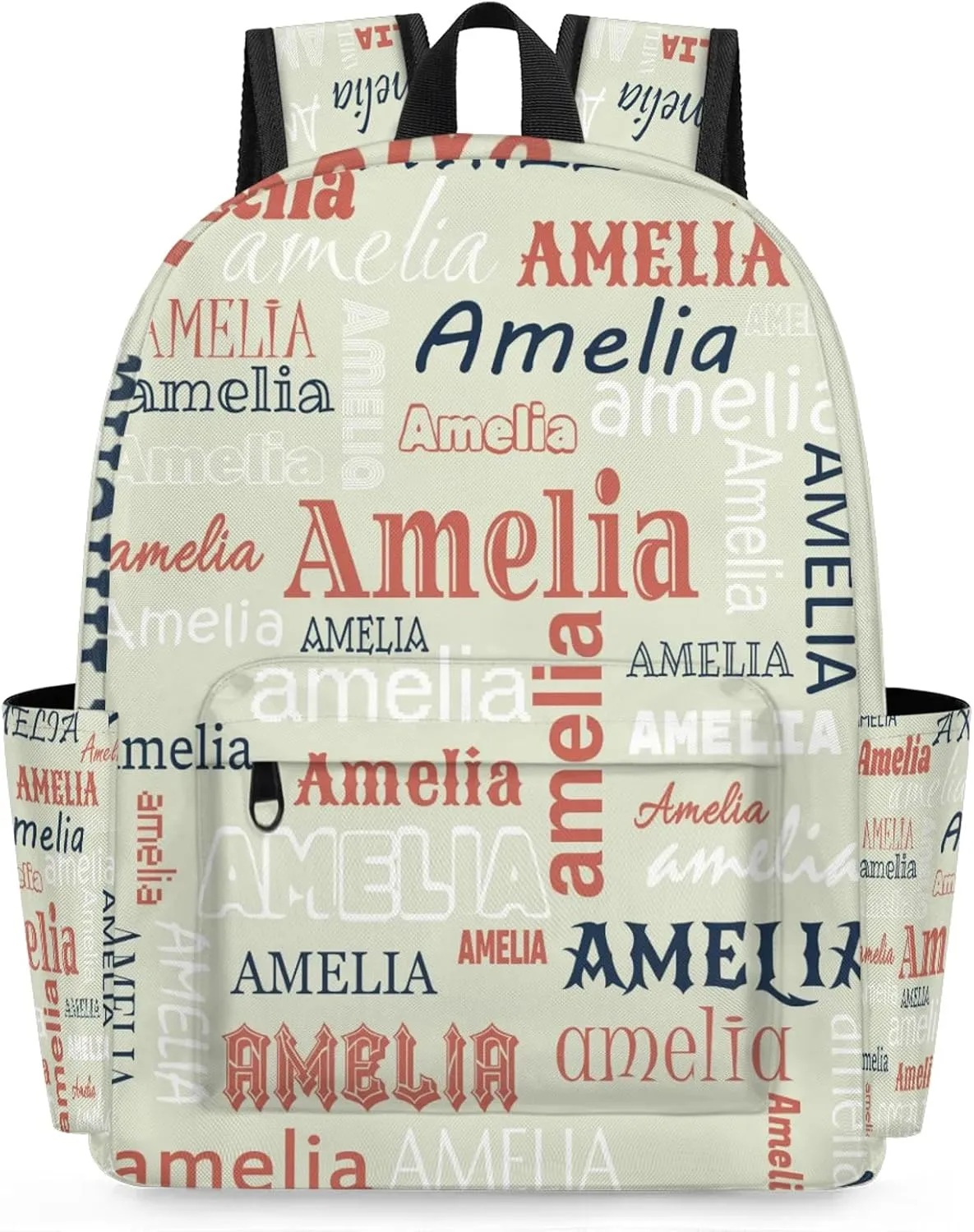 Personalized Name Backpack Custom Shoulder Bags for Women Men Waterproof Travel Casual Daypack Laoptop Bag 15.1in, Beige
