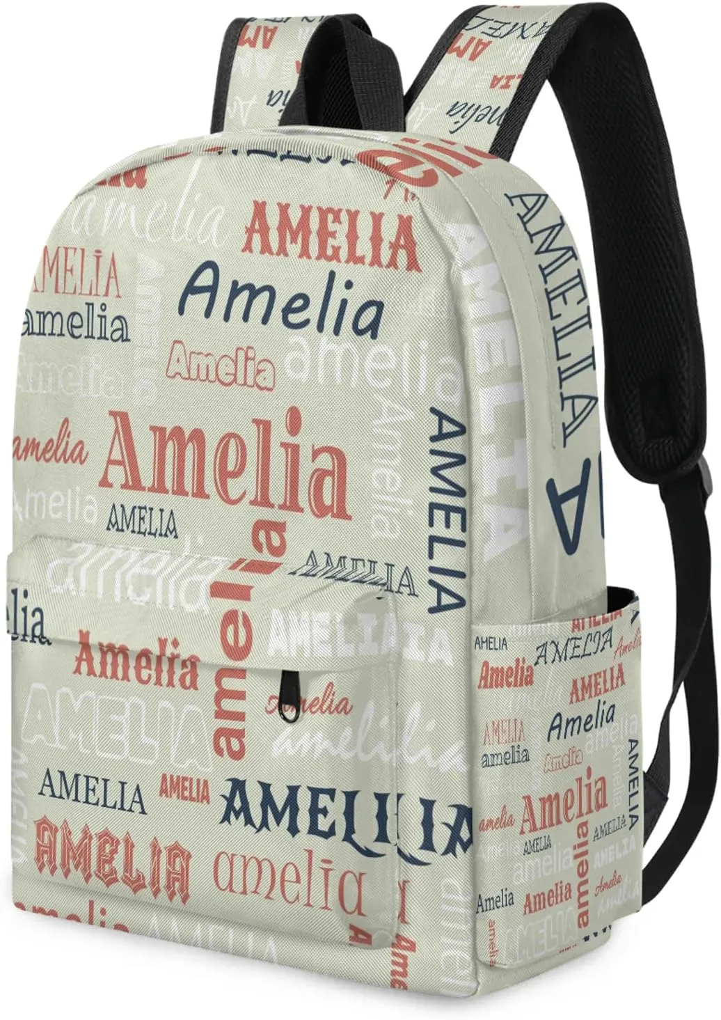 Personalized Name Backpack Custom Shoulder Bags for Women Men Waterproof Travel Casual Daypack Laoptop Bag 15.1in, Beige