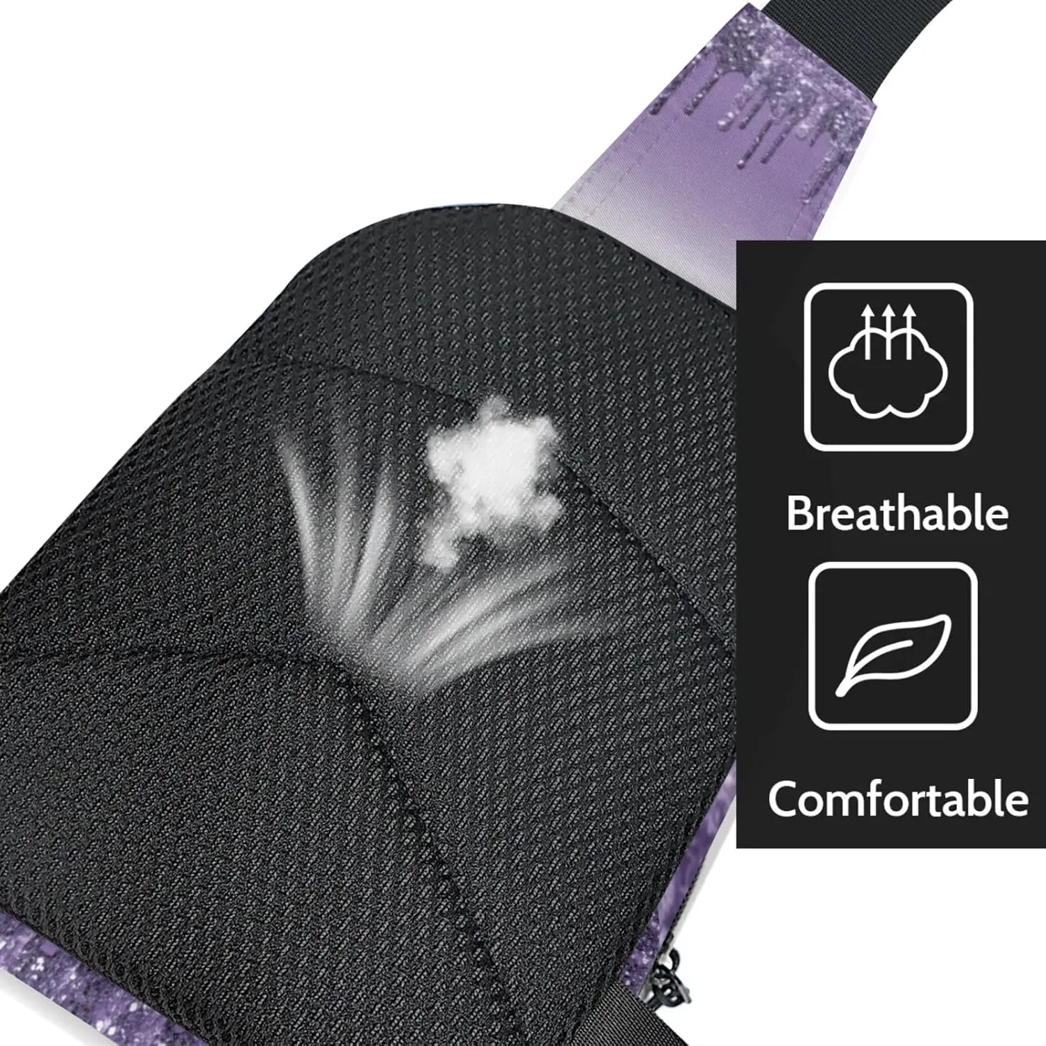Personalized Sling Bag with Initial Name Custom Crossbody Sling Backpack Customize Chest Bag Daypack for Men Women, Dark Purple Glitter