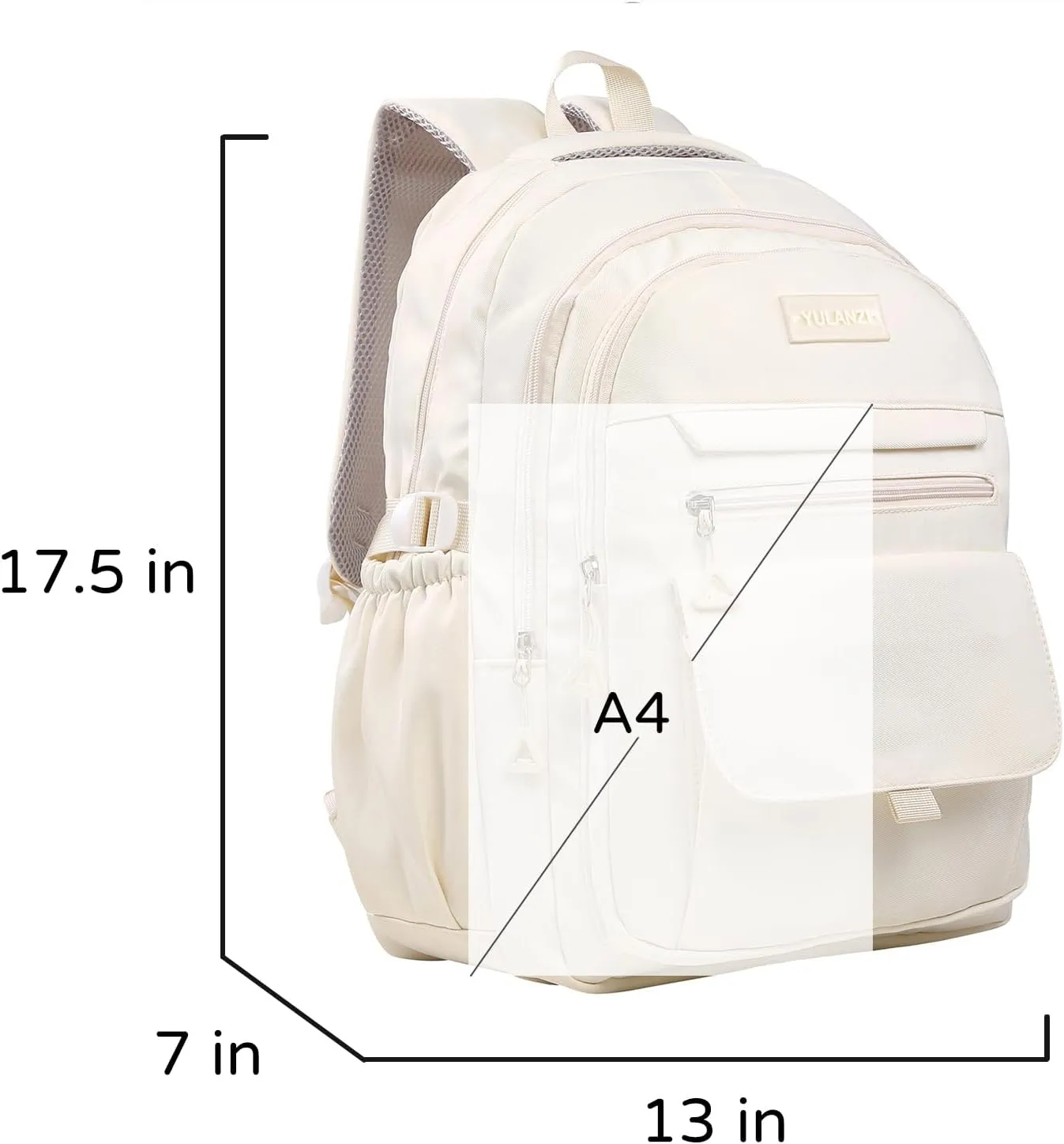 Phaoullzon Teen Girls School Backpack for College, Aesthetic Bookbag for Women,Beige