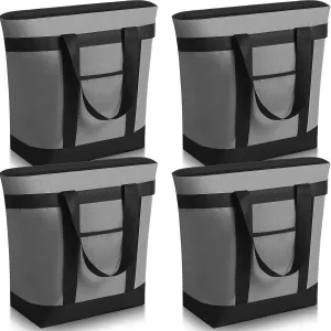 Pickmesh 4 Pcs Large Insulated Cooler Bag with Thermal Foam Insulated Grocery Bags for Shopping Food Delivery Travel Beach and Picnic