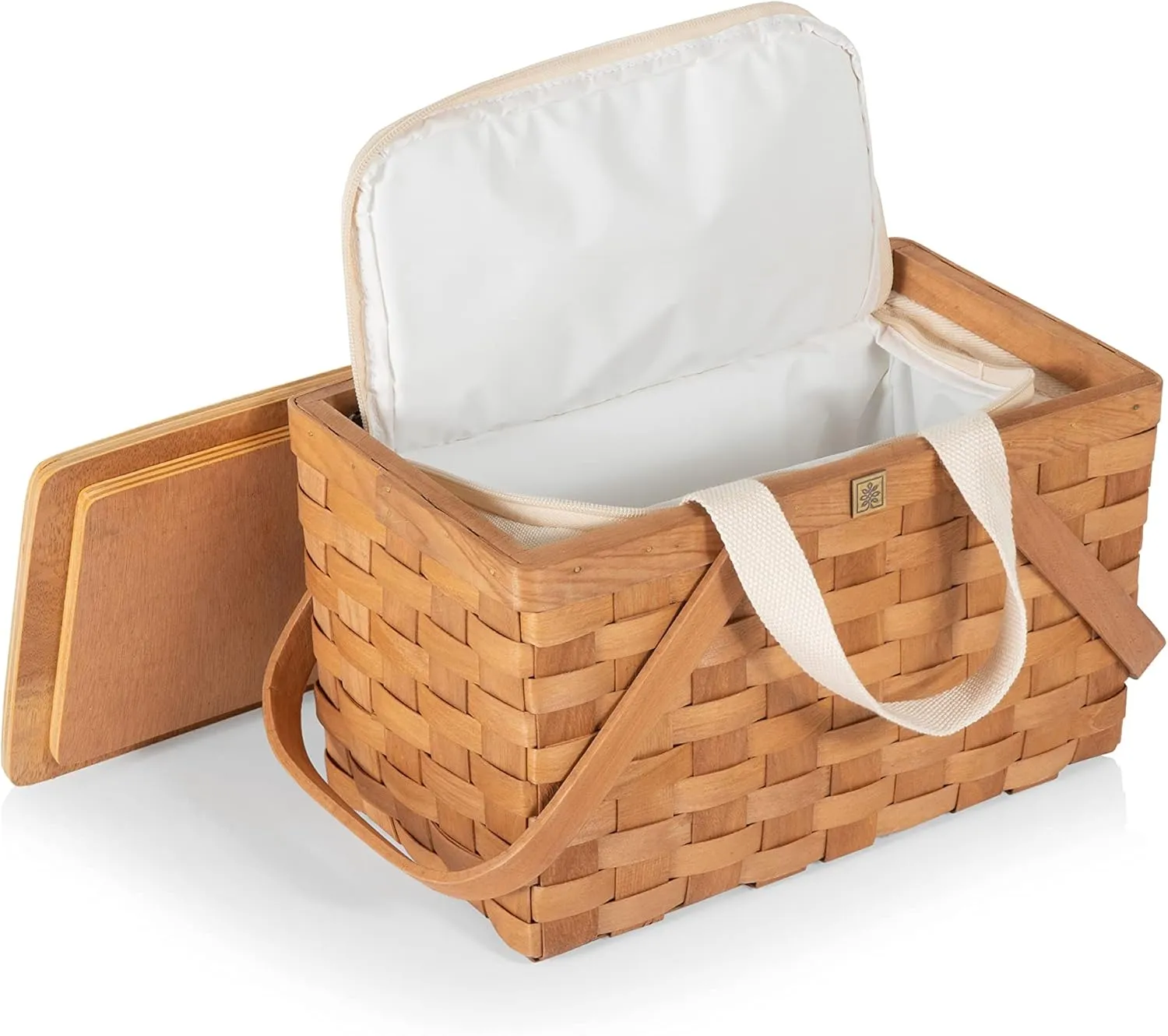 PICNIC TIME Disney Bambi Poppy Personal Picnic Basket, Insulated Lunch Bag, Retro Lunch Box, (Beige)