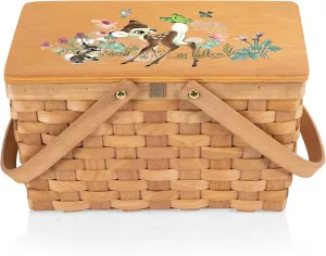 PICNIC TIME Disney Bambi Poppy Personal Picnic Basket, Insulated Lunch Bag, Retro Lunch Box, (Beige)