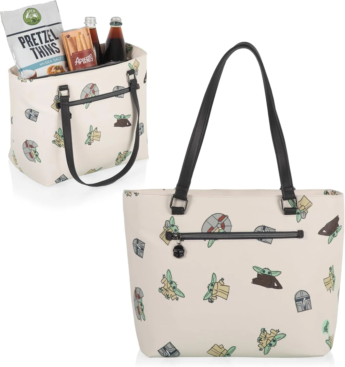 PICNIC TIME Disney Lilo & Stitch Uptown Cooler Tote Bag, Insulated Lunch Bag, Stylish Beach Bag Soft Cooler, (Black)