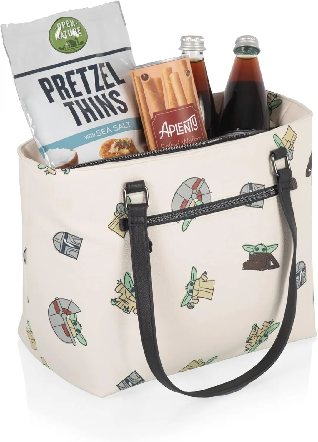 PICNIC TIME Disney Lilo & Stitch Uptown Cooler Tote Bag, Insulated Lunch Bag, Stylish Beach Bag Soft Cooler, (Black)