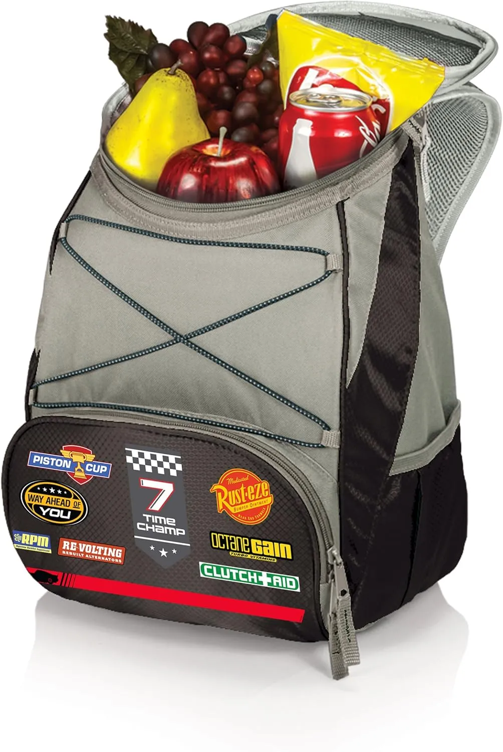 PICNIC TIME Disney Pixar Cars Lightning McQueen PTX Backpack Cooler, Soft Cooler Backpack, Insulated Lunch Bag, (Black with Gray Accents)
