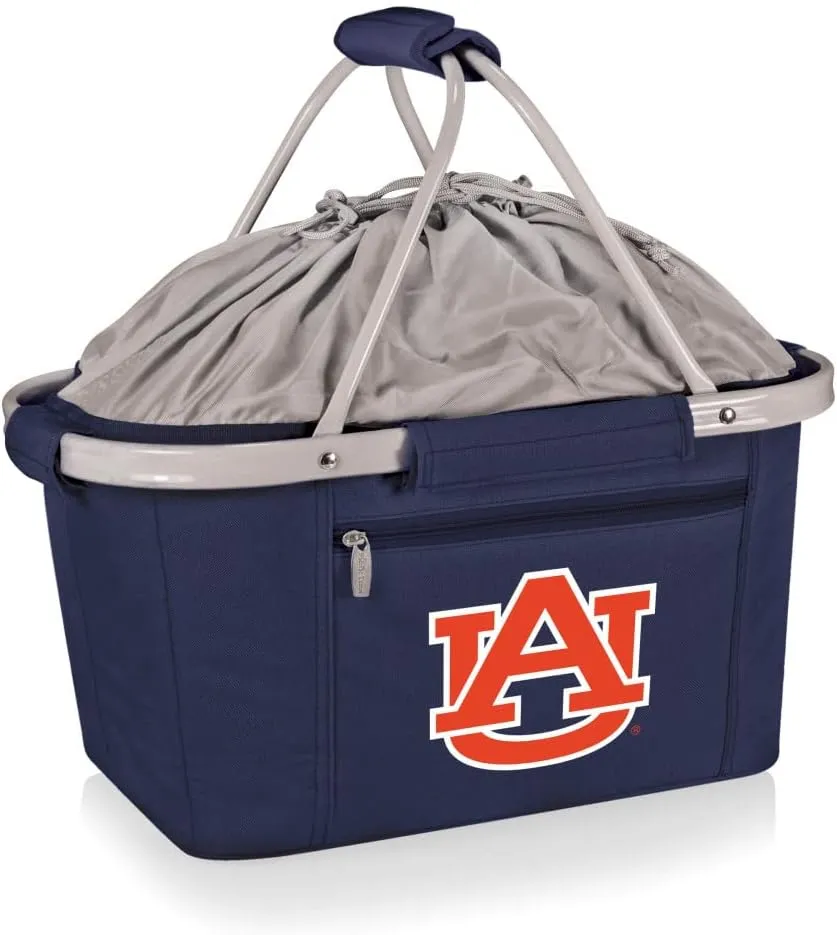 PICNIC TIME NCAA Auburn Tigers Metro Shopping Basket - Insulated Picnic Basket - Collapsible Market Basket - Utility Tote Cooler Bag