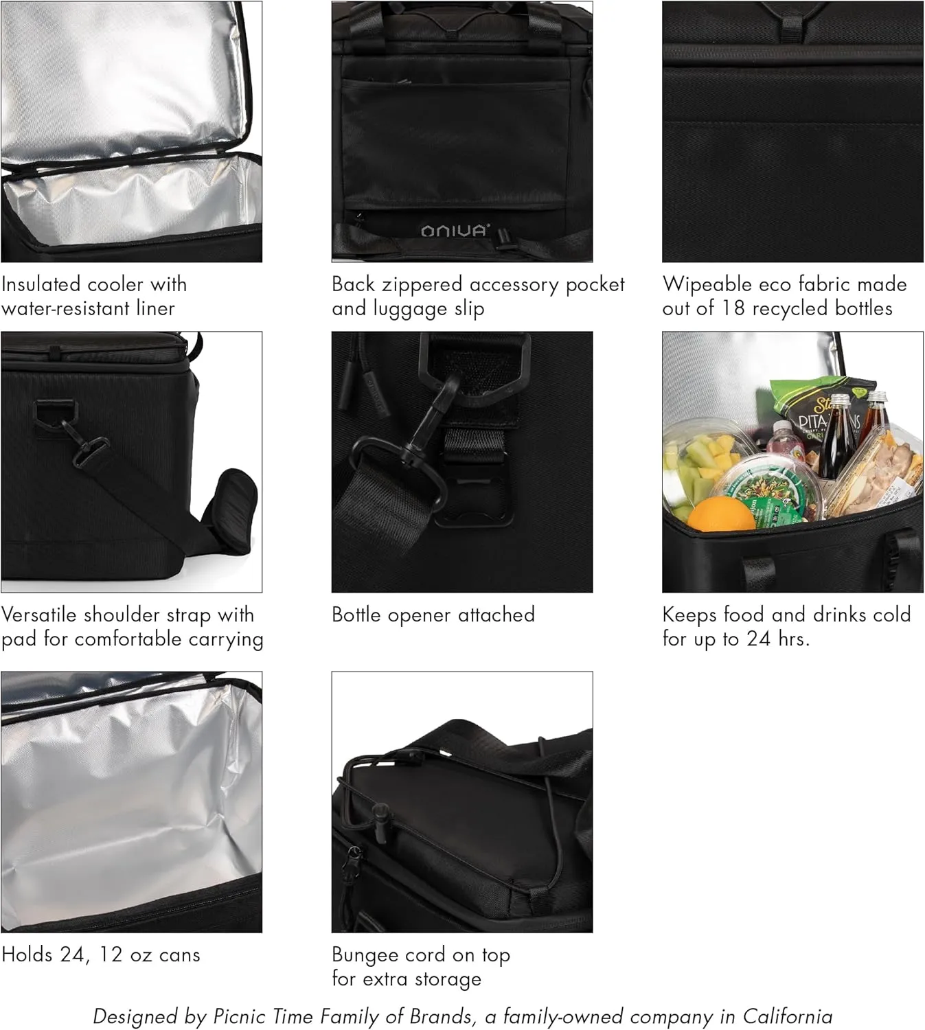 PICNIC TIME NCAA Cal Bears Tarana Superthick Cooler Bag with Shoulder Strap, Insulated Soft Cooler, Beach Cooler, Camping Cooler, Picnic Cooler, (Black)