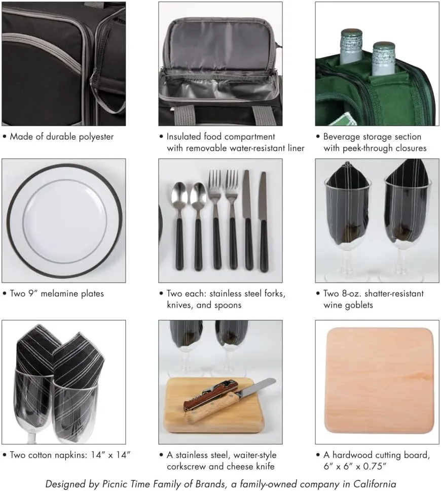 Picnic TIME NCAA Malibu Cooler Picnic Basket - Insulated Cooler Tote with Picnic Set