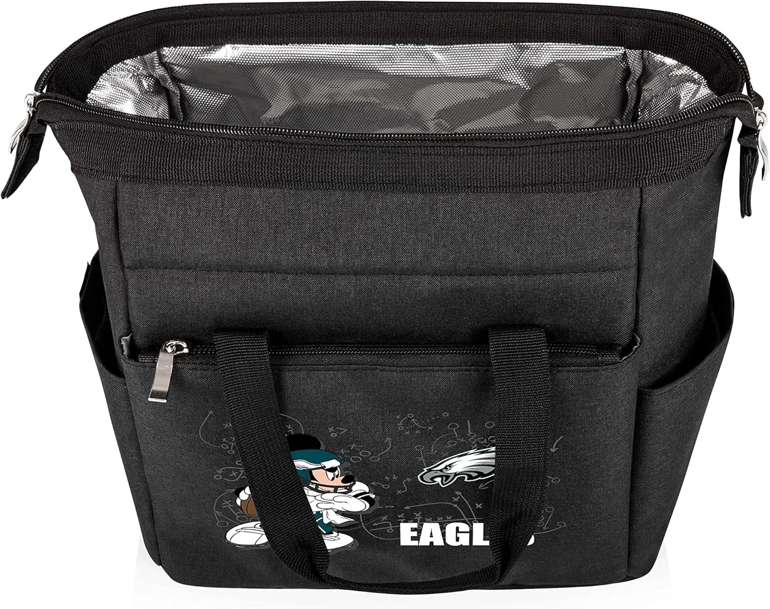 PICNIC TIME NFL Mickey Mouse On The Go Lunch Bag - Soft Cooler Lunch Box - Insulated Lunch Bag, (Black)