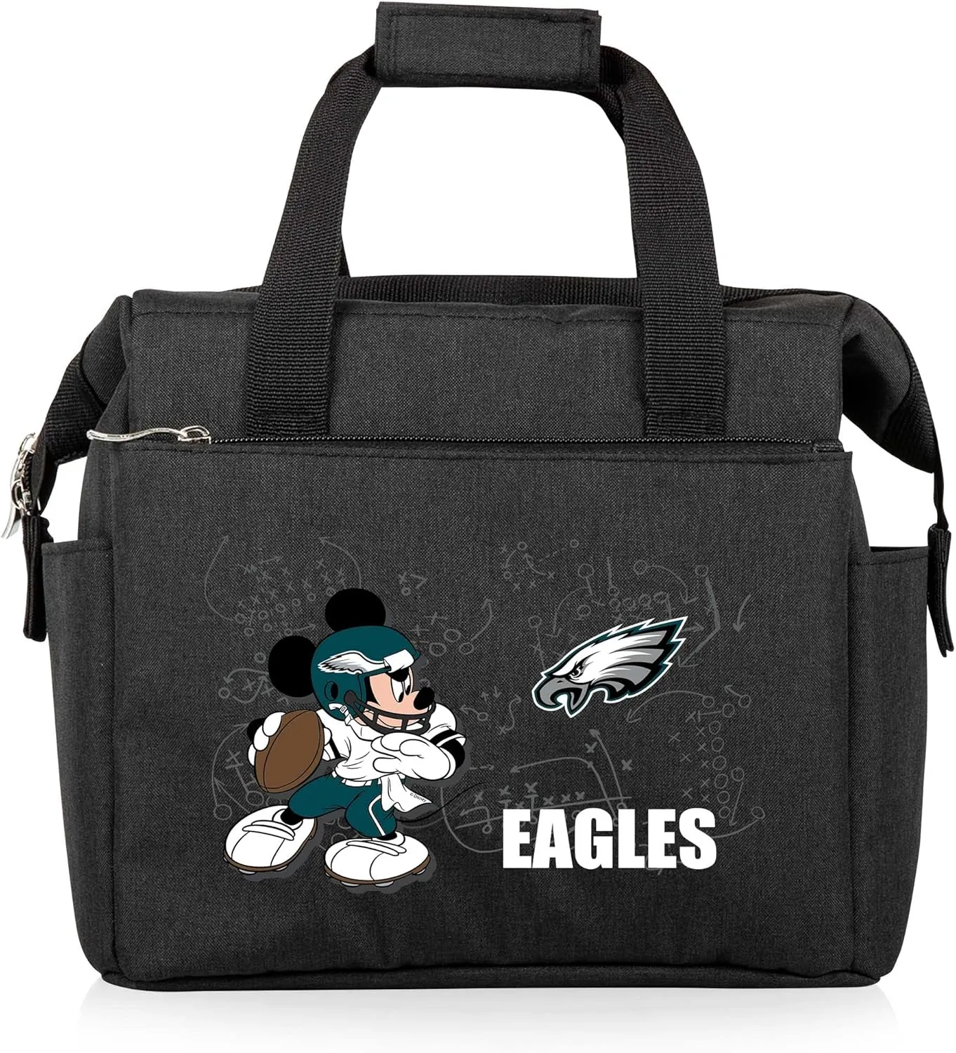 PICNIC TIME NFL Mickey Mouse On The Go Lunch Bag - Soft Cooler Lunch Box - Insulated Lunch Bag, (Black)