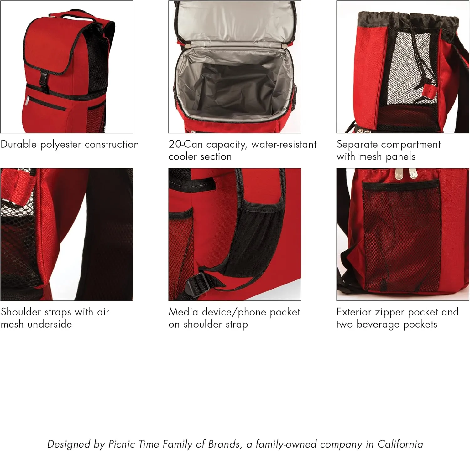 PICNIC TIME NFL Zuma Backpack Cooler, Soft Cooler Backpack, Lunch Cooler
