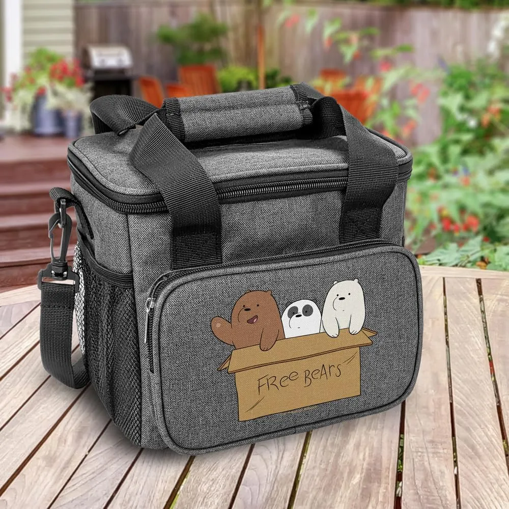 Popfunk We Bare Bears Baby Bears Soft Insulated Cooler Bag, Large Lunch Bag, Lightweight, Thermal and Reusable for Office, Picnic, Beach