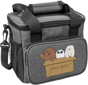 Popfunk We Bare Bears Baby Bears Soft Insulated Cooler Bag, Large Lunch Bag, Lightweight, Thermal and Reusable for Office, Picnic, Beach