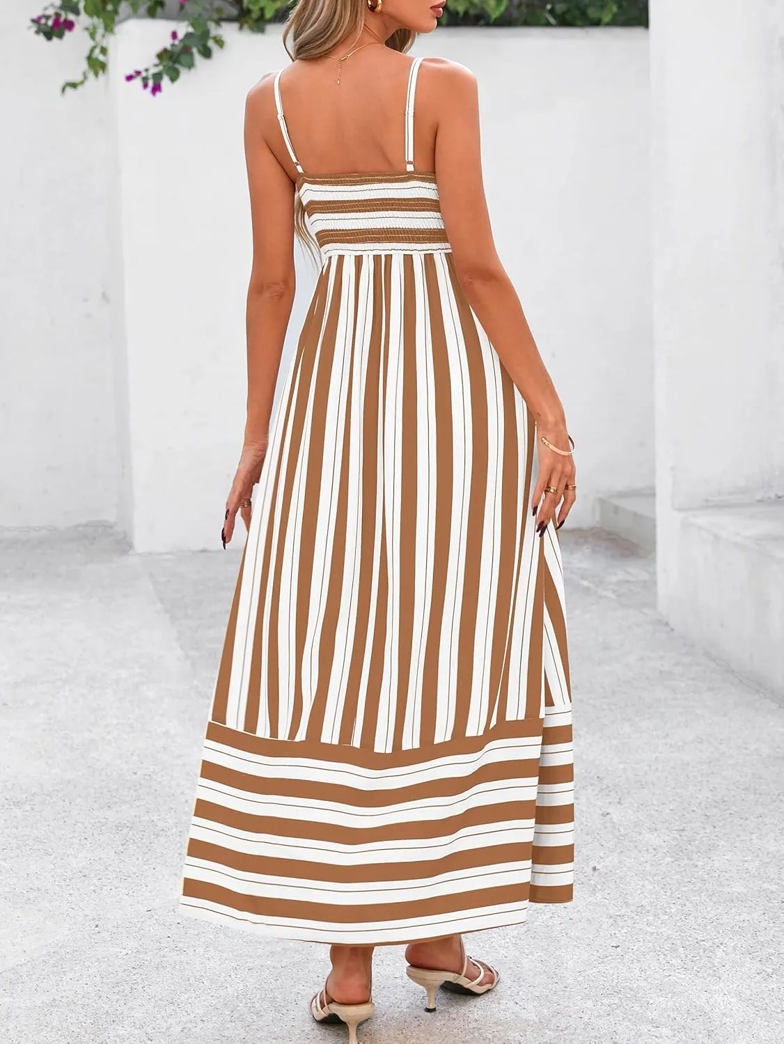 PRETTYGARDEN Summer Dresses for Women 2025 Beach Maxi Dress Spaghetti Strap Floral Boho A Line Wedding Guest Flowy Long Dress
