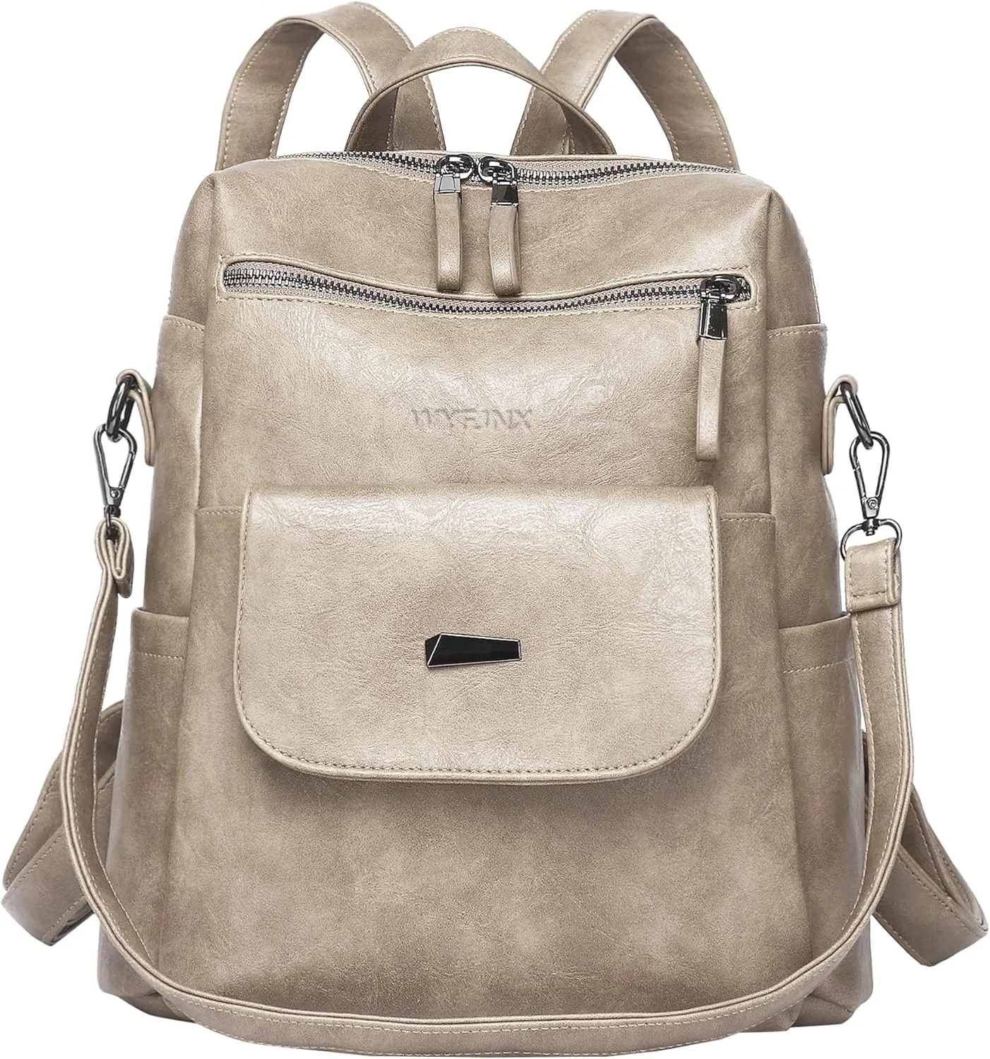 PU Leather Backpack Purse for Women Fashion Multipurpose Design Handbag Ladies Shoulder Bags Travel Backpack Beige