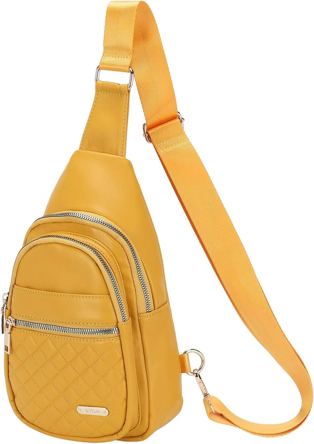 PU Leather Small Sling Bag Mini Crossbody Backpack Daypack - 7.9" Good for Hiking Travel Running Cycling Sports - Ginger