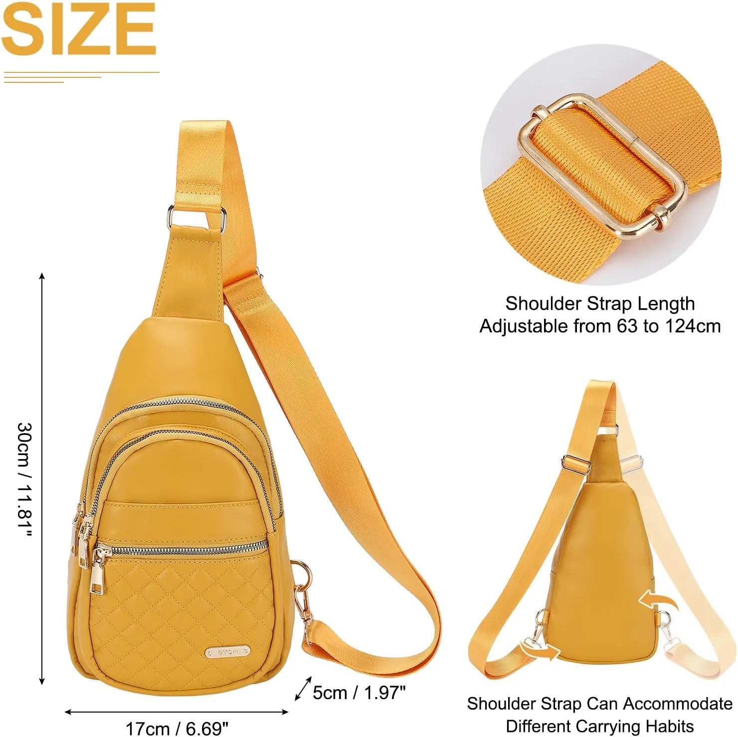 PU Leather Small Sling Bag Mini Crossbody Backpack Daypack - 7.9" Good for Hiking Travel Running Cycling Sports - Ginger