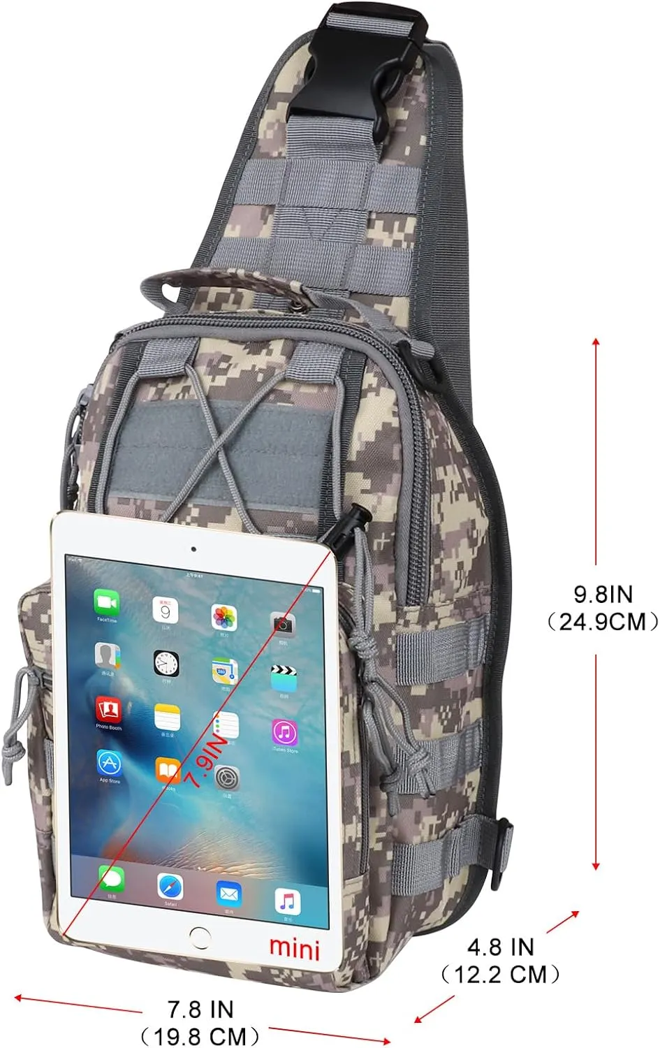 Qcute Tactical Backpack, Waterproof Military Cross-body Molle Sling Shoulder Backpack Chest Bag for Outdoor Every Day Carry