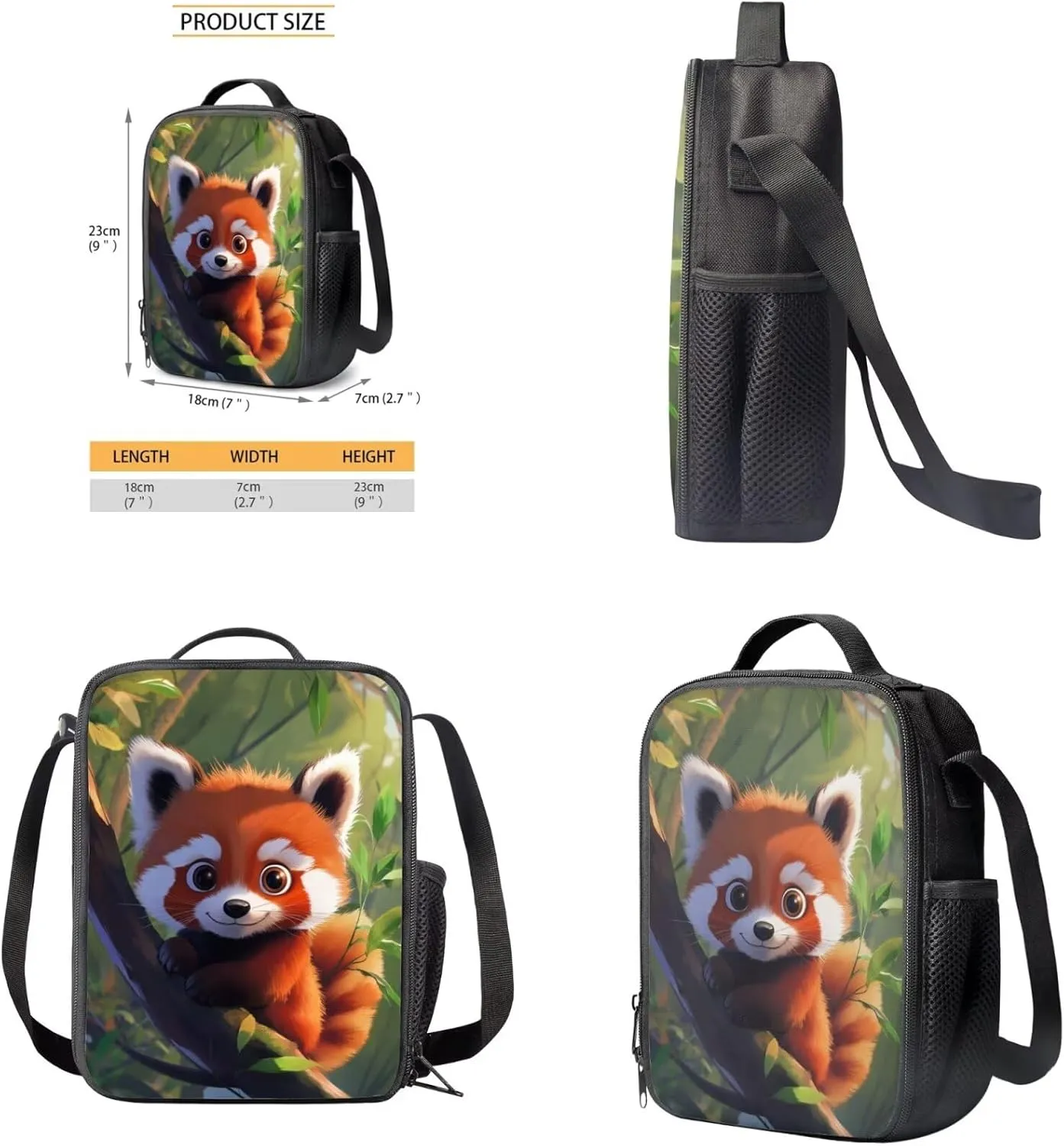 Raccoon Girls Backpack Purse Ages 8-10 Cute Little Girls Bookbag with Lunch Box 4 in 1 Lightweight Insulated Lunch Bag with Inner Elastic Band Simple Pencil Case