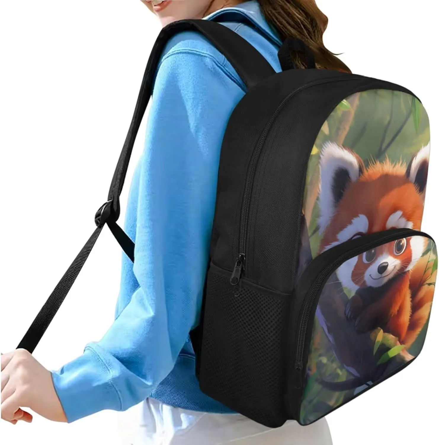 Raccoon Girls Backpack Purse Ages 8-10 Cute Little Girls Bookbag with Lunch Box 4 in 1 Lightweight Insulated Lunch Bag with Inner Elastic Band Simple Pencil Case