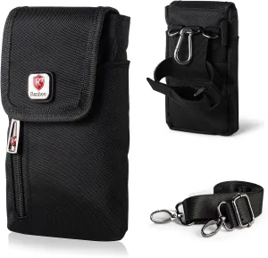 Ranboo Phone Holster Fits for Samsung Galaxy A15 S25 Ultra S24 Ultra S23 Ultra S24  S23  S22  Nylon Crossbody Purse Arm Band Bag Cell Phone Pouch Case with Belt Clip Belt Loop Shoulder Strap (Black)
