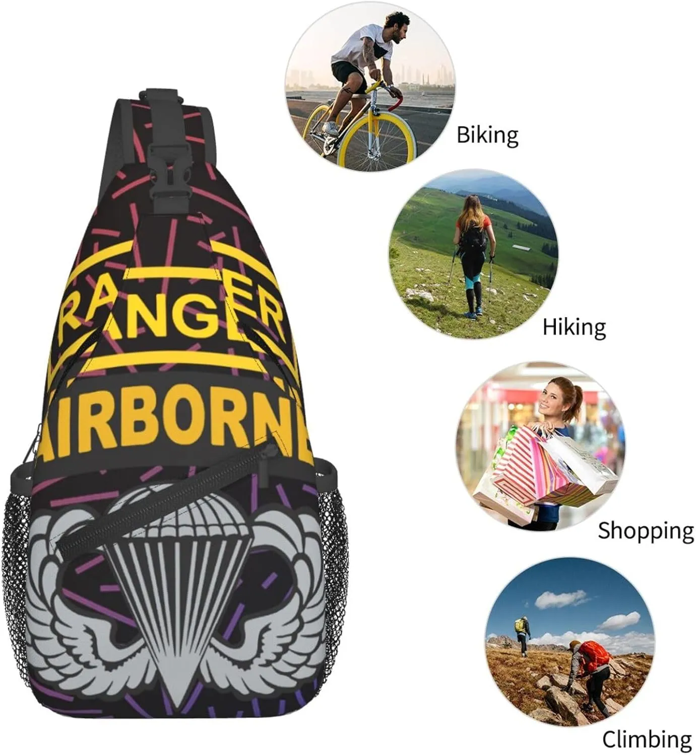 Ranger Tab Airborne And Wings Small Crossbody Backpack Sling Bag For Men Women Mini One Shoulder Chest Bags Gym Sport Travel Hiking Daypack