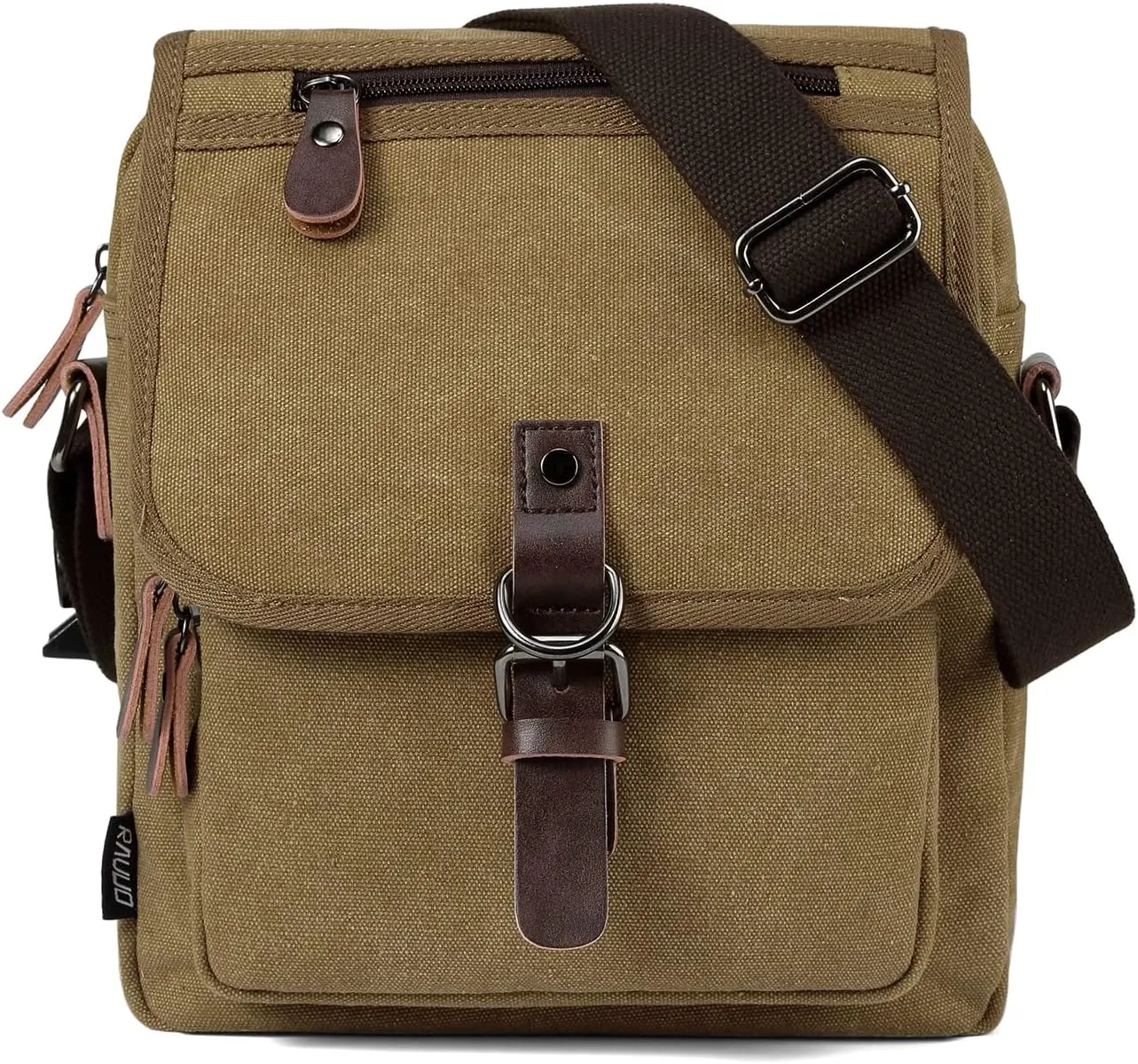 RAVUO Small Messenger Bag, Water Resistant Mens Women Canvas Shoulder Satchel Crossbody Purse for Travel Work