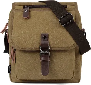 RAVUO Small Messenger Bag, Water Resistant Mens Women Canvas Shoulder Satchel Crossbody Purse for Travel Work