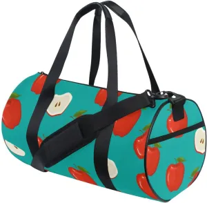 Red Apples and Green Travel Duffel Bag for Women and Men, Sport Gym Tote Bags Swimming Yoga,Waterproof Weekend Overnight Bag Carry on Bag Hospital Holdalls