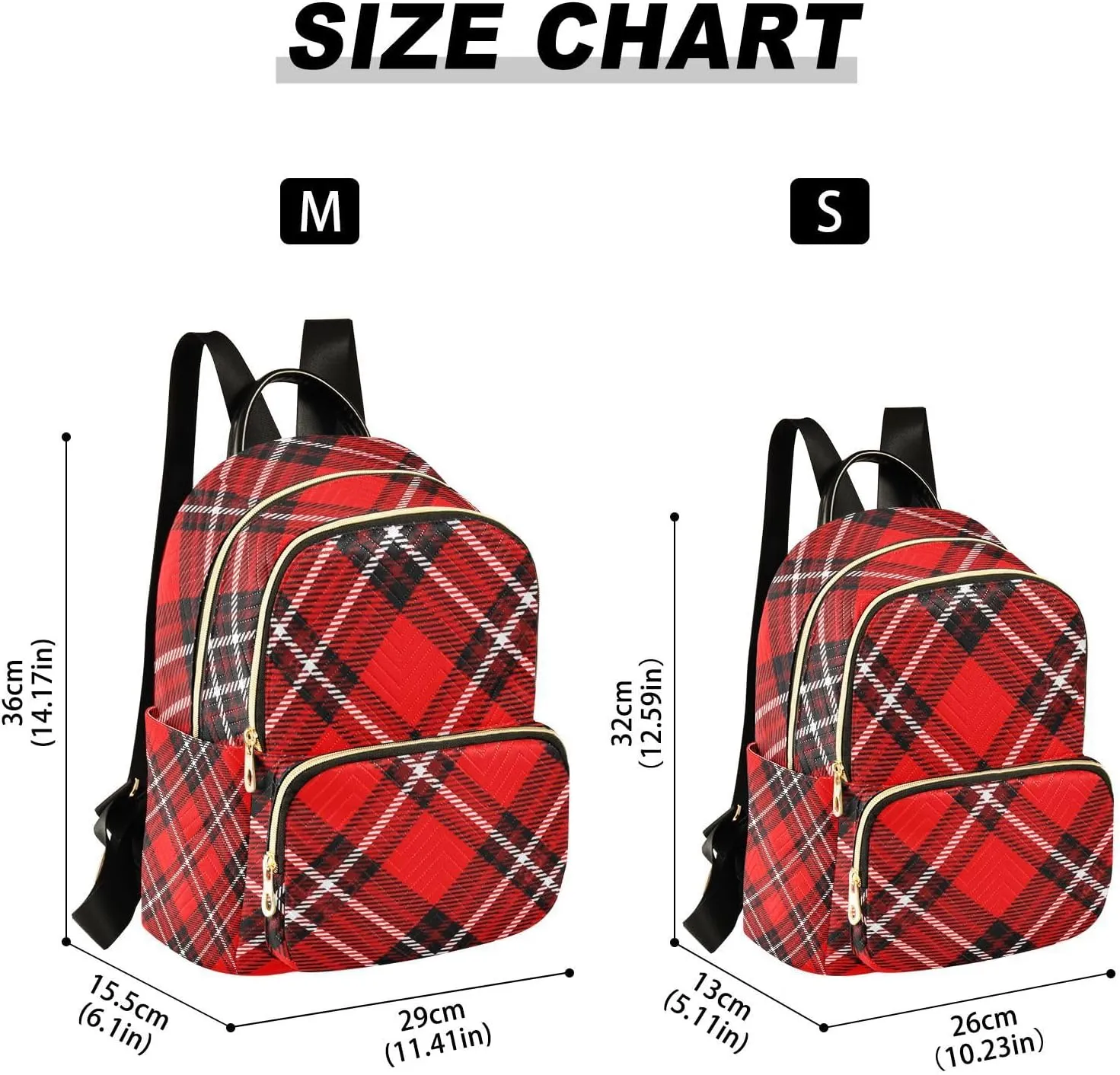 Red Black Buffalo Check Plaid Mini Backpack for Women, Travel Backpack Purse Daypack Shoulder Bag for Ladies