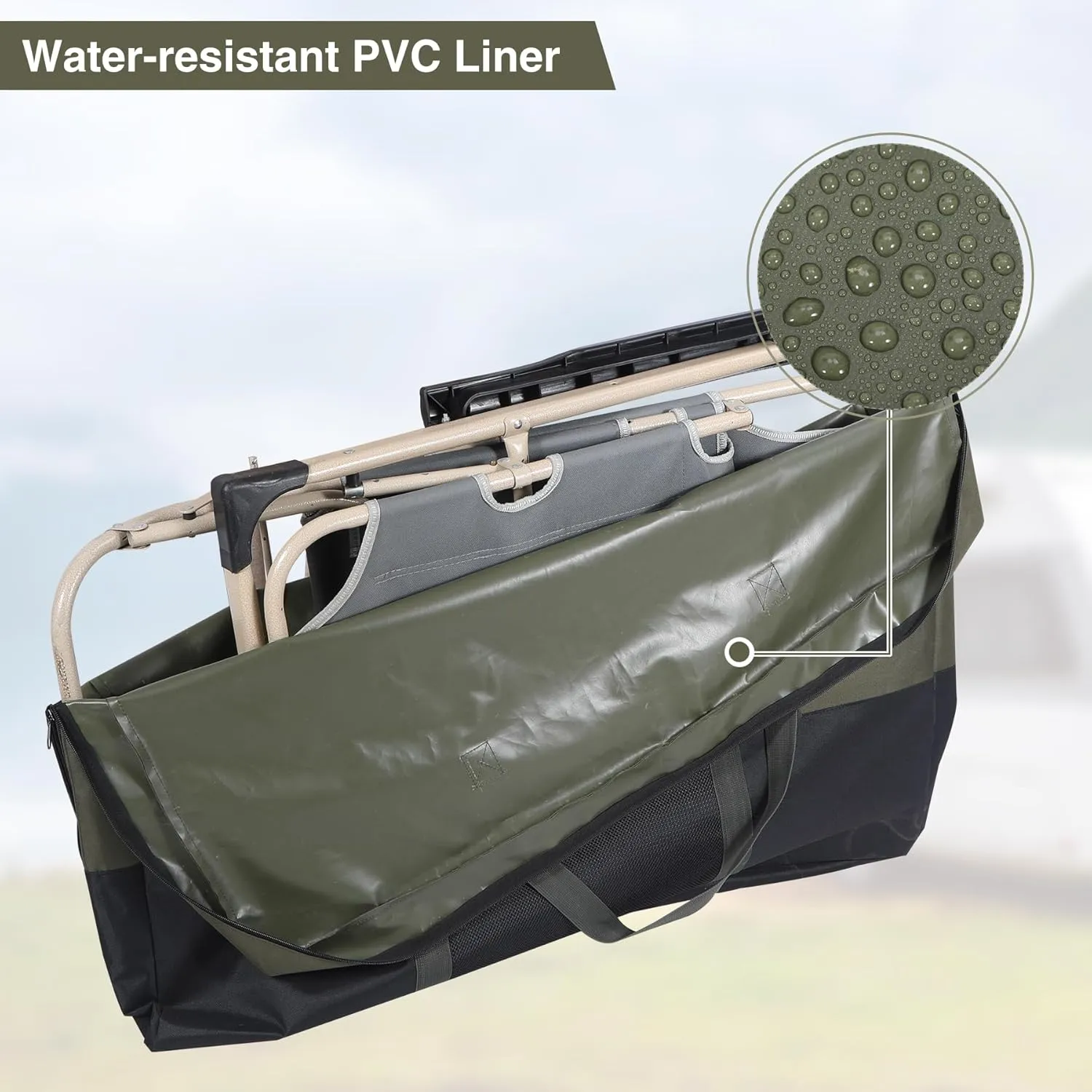 REDCAMP folding table Storage bag, WaterProof Carry Bag with Handles for Folding Picnic Camping Card Table, Green 36" D x 5" W x 30" H