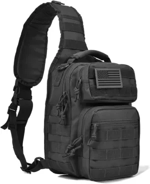 REEBOW GEAR Tactical Sling Bag Pack Rover Shoulder Sling Backpack Molle Range Bag Everyday Carry Bag Day Pack Small Black