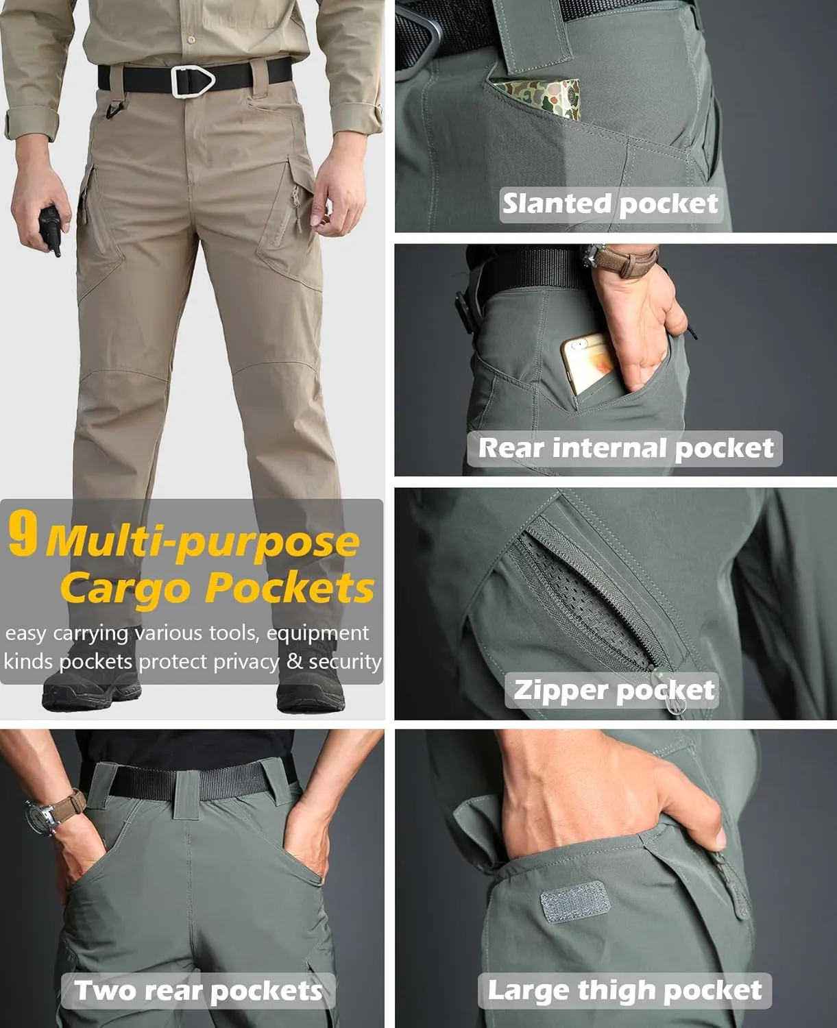 ReFire Gear Men's Quick Dry Tactical Pants Summer Lightweight Outdoor Hiking Cargo Trousers