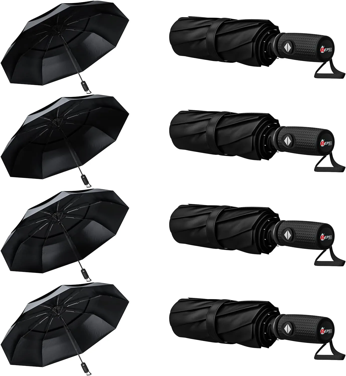 Repel Umbrella Windproof Travel Umbrellas for Rain - Easy Auto Open Close, Durable & Compact Umbrella, Strong Fiberglass Frame, Waterproof Canopy - Backpack, Purse, Portable Umbrella for Travel