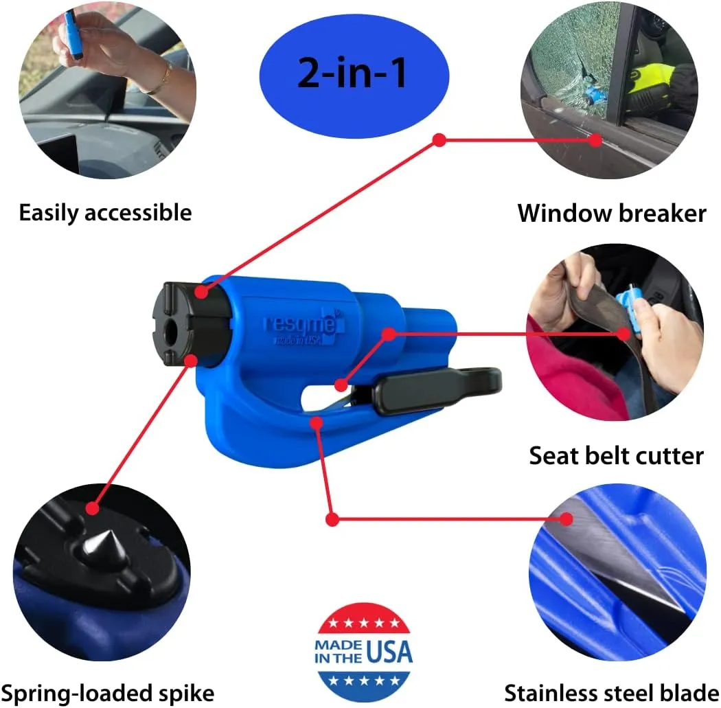 resqme Family 3 Count (Pack of 1), The Original Emergency Keychain Car Escape Tool, 2-in-1 Seatbelt Cutter and Window Breaker, Made in USA, Compact Safety Hammer- Yellow Neon