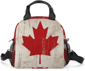 Retro Canada Flag Insulated Lunch Bag Portable Lunch Box Tote Cooler Bags Lunchbox For Travel Picnic Work