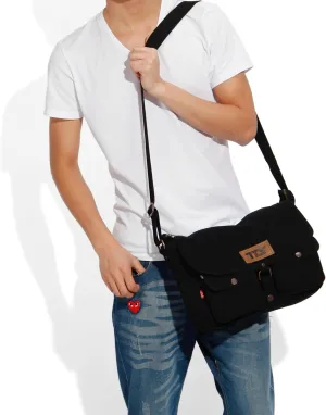 Retro Canvas Messenger Bag - Durable Multi-functional Crossbody Shoulder Bag with Multiple Pockets