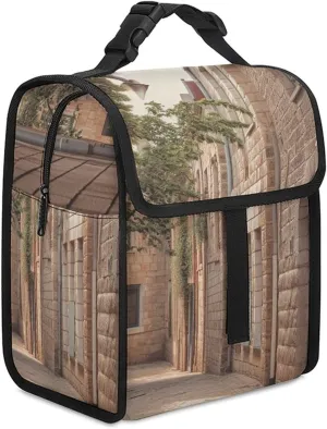 Reusable Lunch Bag for Women Lunch Tote Bags Insulated Lunch Box for Men Lunchbox Architecture Streets Houses Lunch Cooler Bag Leakproof Lunch Container for Work Picnic Travel