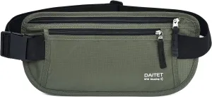 RFID Blocking Money Belt for Men Women, Slim Fanny Pack for Travel，Running,Conceal Waist Wallet for Passport Holder,Phone,Cash(Black Dark Olive Green)