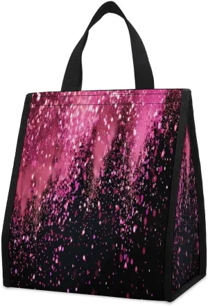 Rose Gold Particles Lunch Bag for Adults Reusable Insulated Lunch Box Cooler Lunch Tote Bag for Work Travel Picnic