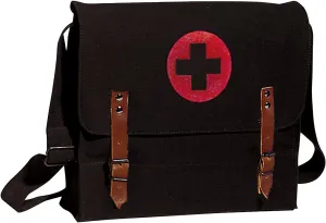 Rothco Canvas Red Medics Cross Messenger Shoulder Bag, Black